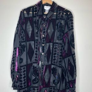 Vintage long sheer patterned botton up